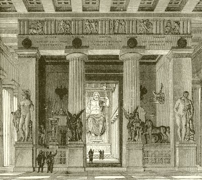 Interno del magnifico tempio di Zeus a Olimpia da English School