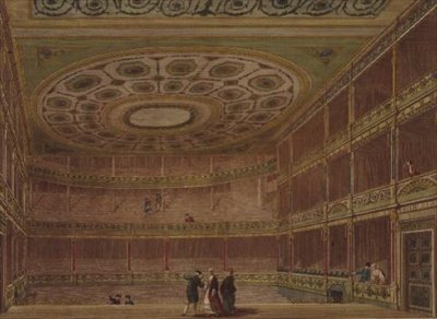 Interno del Theatre Royal, Drury Lane, visto dal palco, alterato e decorato da Robert e James Adam da English School