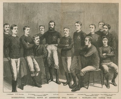 Partita internazionale di calcio al Kennington Oval; Inghilterra contro Scozia, la squadra scozzese da English School