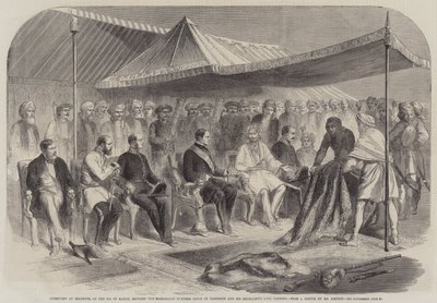 Intervista a Sealkote, il 9 marzo, tra il Maharajah Rumbeer Singh di Cashmere e Sua Eccellenza Lord Canning da English School