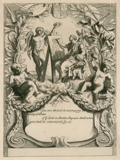 Invito della Society of Painters al Pittore Stayners Hall da English School