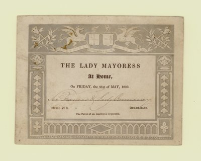 Invito dalla Lady Mayoress, At Home, 21 maggio 1830 da English School