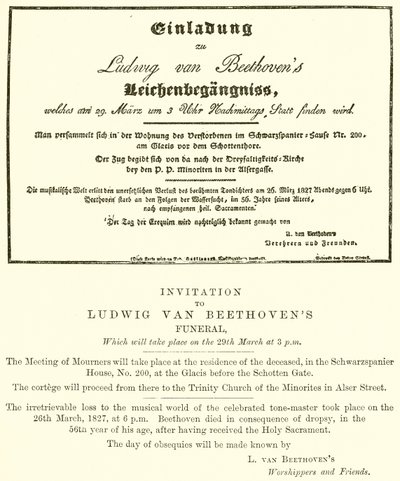 Invito al funerale di Beethoven da English School