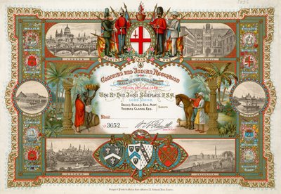 Invito a una Reception Coloniale e Indiana alla Guildhall, Londra, il 25 giugno 1886 da English School