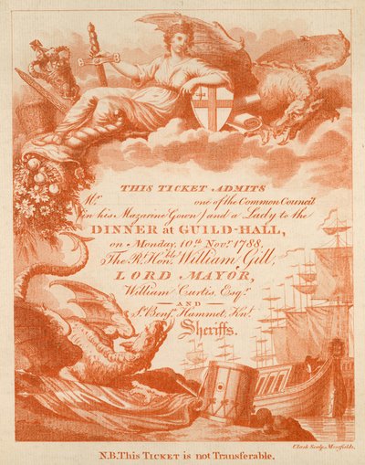 Invito a un banchetto alla Guildhall, Londra, il 10 novembre 1888 da English School