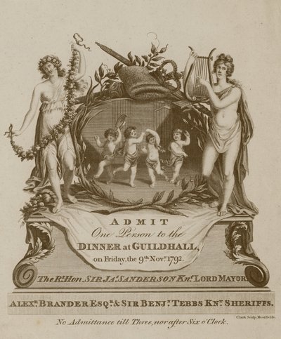 Invito a un banchetto alla Guildhall, Londra, il 9 novembre 1792 da English School