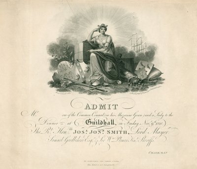 Invito a un banchetto alla Guildhall, Londra, il 9 novembre 1810 da English School