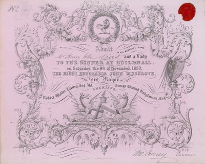 Invito a un banchetto alla Guildhall, Londra, il 9 novembre 1850 da English School