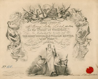 Invito a un banchetto alla Guildhall, Londra, il 9 novembre 1851 da English School