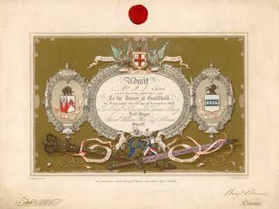 Invito a un banchetto alla Guildhall, Londra, il 9 novembre 1853 da English School