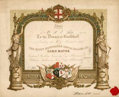 Invito a un banchetto alla Guildhall, Londra, il 9 novembre 1855 da English School
