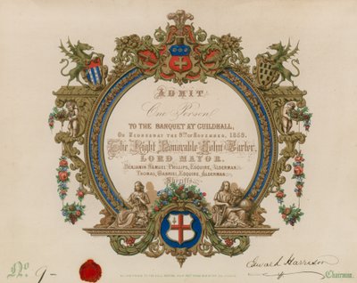 Invito a un banchetto alla Guildhall, Londra, il 9 novembre 1859 da English School