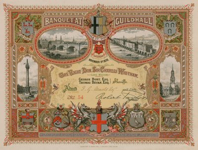 Invito a un banchetto alla Guildhall, Londra, il 9 novembre 1878 da English School