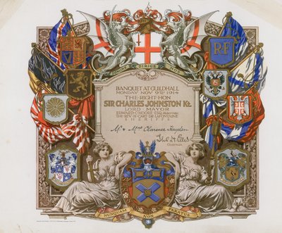 Invito a un banchetto alla Guildhall, Londra, il 9 novembre 1914 da English School