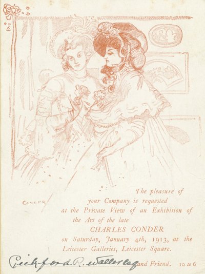 Invito a una mostra di opere di Charles Conder da English School