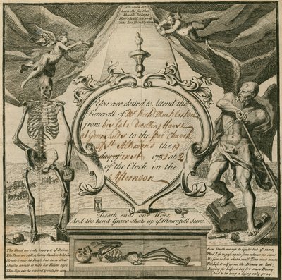 Invito a partecipare al funerale del Sig. Richard Mackleston nel 1732 da English School