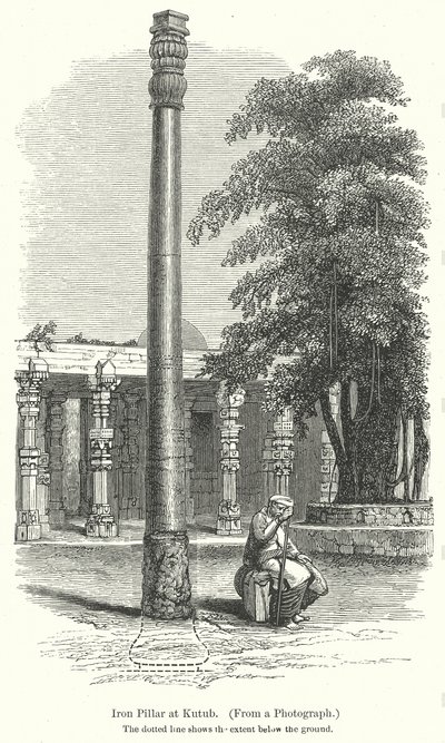Pilastro di ferro a Kutub (incisione) da English School