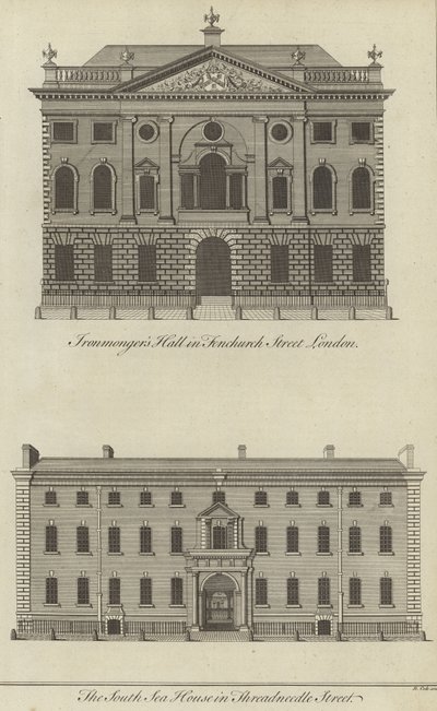 Ironmongers Hall, Fenchurch Street e South Sea House, Threadneedle Street, Londra da English School