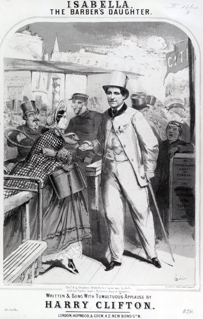 Isabella la figlia del barbiere, pubblicità per la musica di Harry Clifton, 1865 da English School