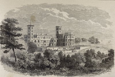 Isola di Wight. Osborne House, la residenza estiva della Regina Vittoria. Illustrazione del 1880 da English School