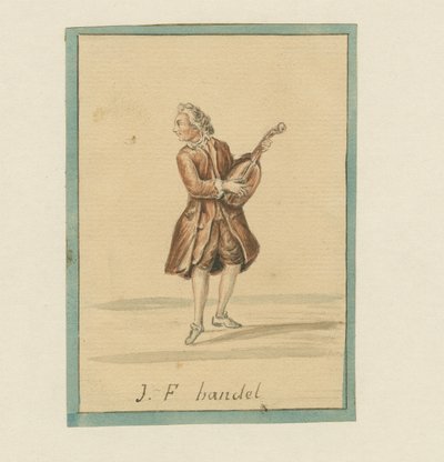 J. F. Händel, metà del XIX secolo (penna e inchiostro, pastello e lavaggio su carta) da English School
