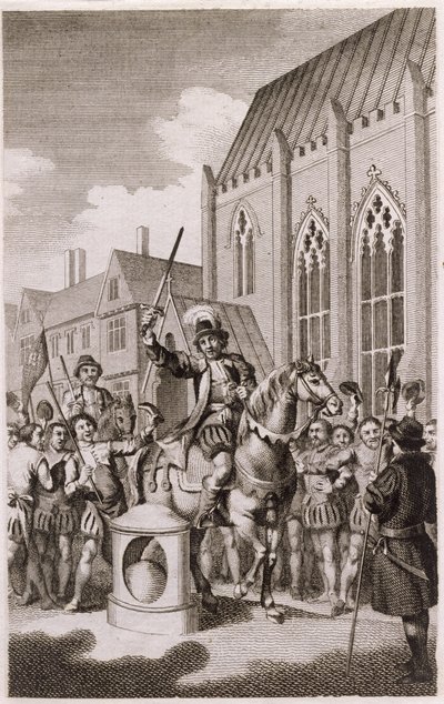 La ribellione di Jack Cade nel 1450: Cade si dichiara Signore della Città di Londra a London Stone, Cannon Street, c.1770 da English School
