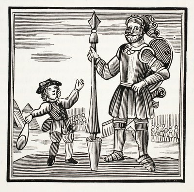 Jack e il gigante, illustrazione da Chap-books del XVIII secolo di John Ashton, pub. 1882 da English School