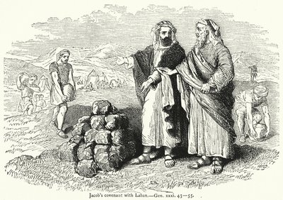Il patto di Giacobbe con Labano, Gen xxxi 43-55 (incisione) da English School
