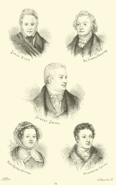 James Hogg, Dr Thomas Chalmers, Sydney Smith, Mary Russell Mitford, Washington Irving da English School