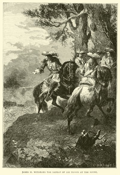 Giacomo II assiste alla sconfitta delle sue truppe al Boyne da English School