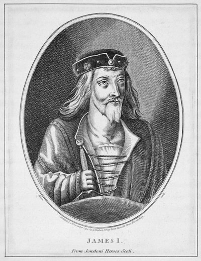 Giacomo I (1394-1437), Re di Scozia, da Johnstones Scottish Heroes, inciso da Adam, pubblicato 1794 da English School