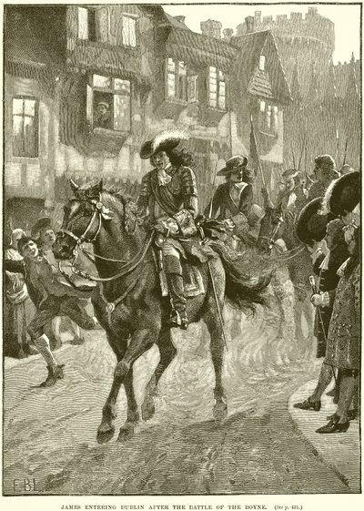 Giacomo entra a Dublino dopo la battaglia del Boyne da English School