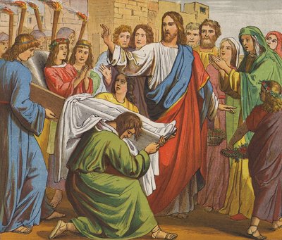Gesù Cristo che risuscita il figlio della vedova di Nain da English School