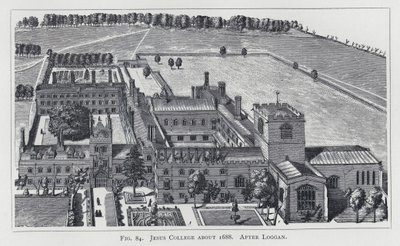 Jesus College circa 1688, dopo Loggan da English School