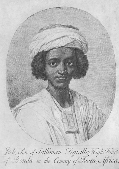 Job, figlio di Solliman Dgiallo, Sommo Sacerdote di Bonda nel Paese di Foota, Africa, c.1750 (incisione) da English School