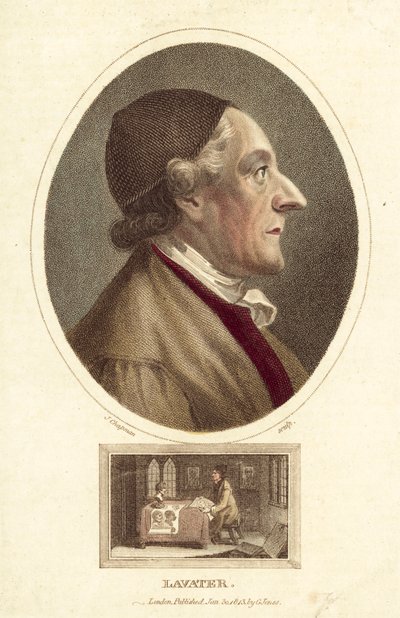 Johann Kaspar Lavater, poeta, filosofo, fisiognomista e teologo svizzero (incisione colorata) da English School
