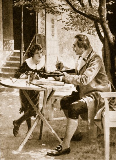 Johann Wolfgang von Goethe istruisce suo figlio, August, a tirare con la balestra da English School