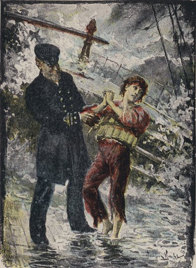 John Alexander Strachan, capitano della nave a vapore Cyprian, che dà il suo giubbotto di salvataggio a un giovane clandestino prima che la nave naufragasse in una tempesta al largo della costa gallese nel 1881 da English School