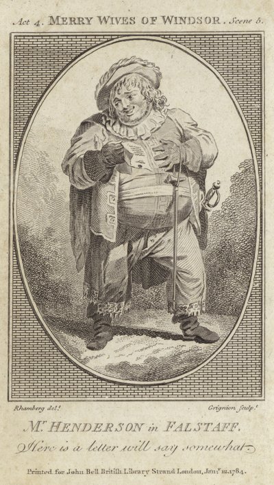 John Henderson come Falstaff in Le allegre comari di Windsor da English School