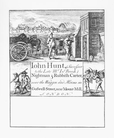 John Hunt, Nightman e Rubbish Carter, vicino al Wagon and Horses in Goswell Street, vicino a Mount Mill, Londra da English School