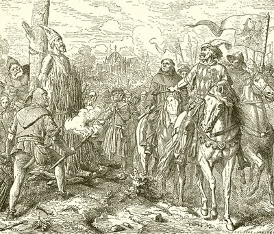 Giovanni Huss al rogo, convocato per ritrattare da English School