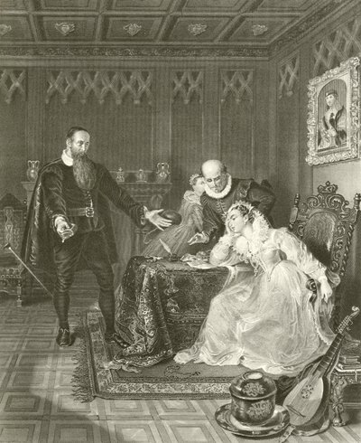 John Knox ammonisce Maria Regina di Scozia da English School