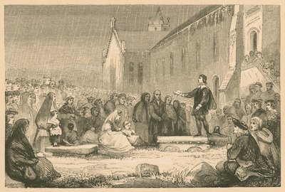 John Livingston che predica alla chiesa di Shotts da English School