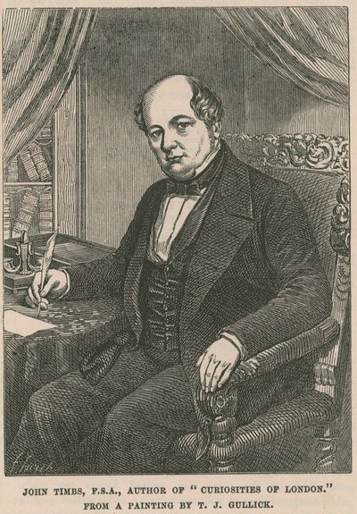 John Timbs, FSA, autore di Curiosities of London da un dipinto di T J Gullick da English School