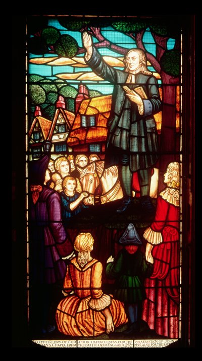 John Wesley (1703-91) che predica i Vangeli in Inghilterra, c.1890 da English School