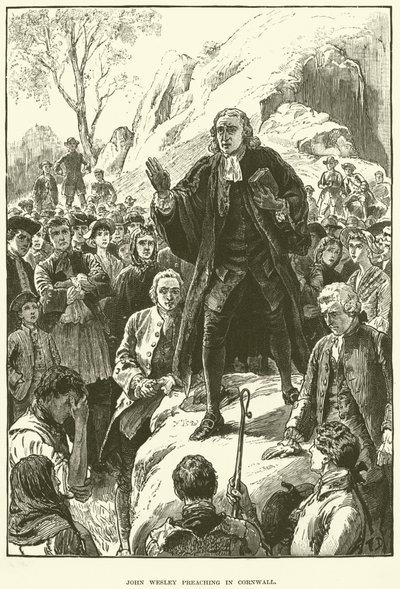 John Wesley, predicando in Cornovaglia (incisione) da English School