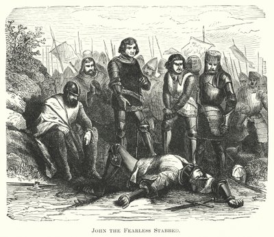Giovanni il Temerario pugnalato (incisione) da English School