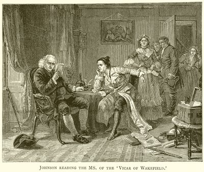 Johnson che legge il manoscritto del Vicario di Wakefield da English School