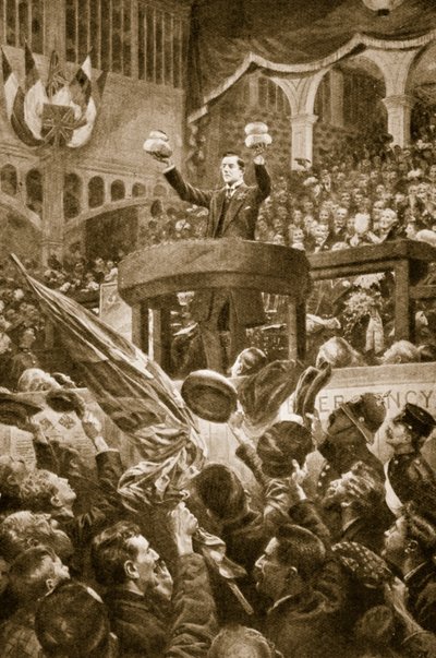 Joseph Chamberlain a Bingley Hall, Birmingham il 4 novembre 1903 da English School