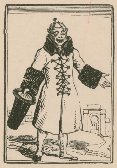 Joseph Grimaldi come Clown che canta Tutto il Mondo a Parigi, Surrey Theatre, 1814 da English School